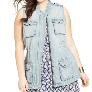 Lucky Brand Denim Zip Up Vest